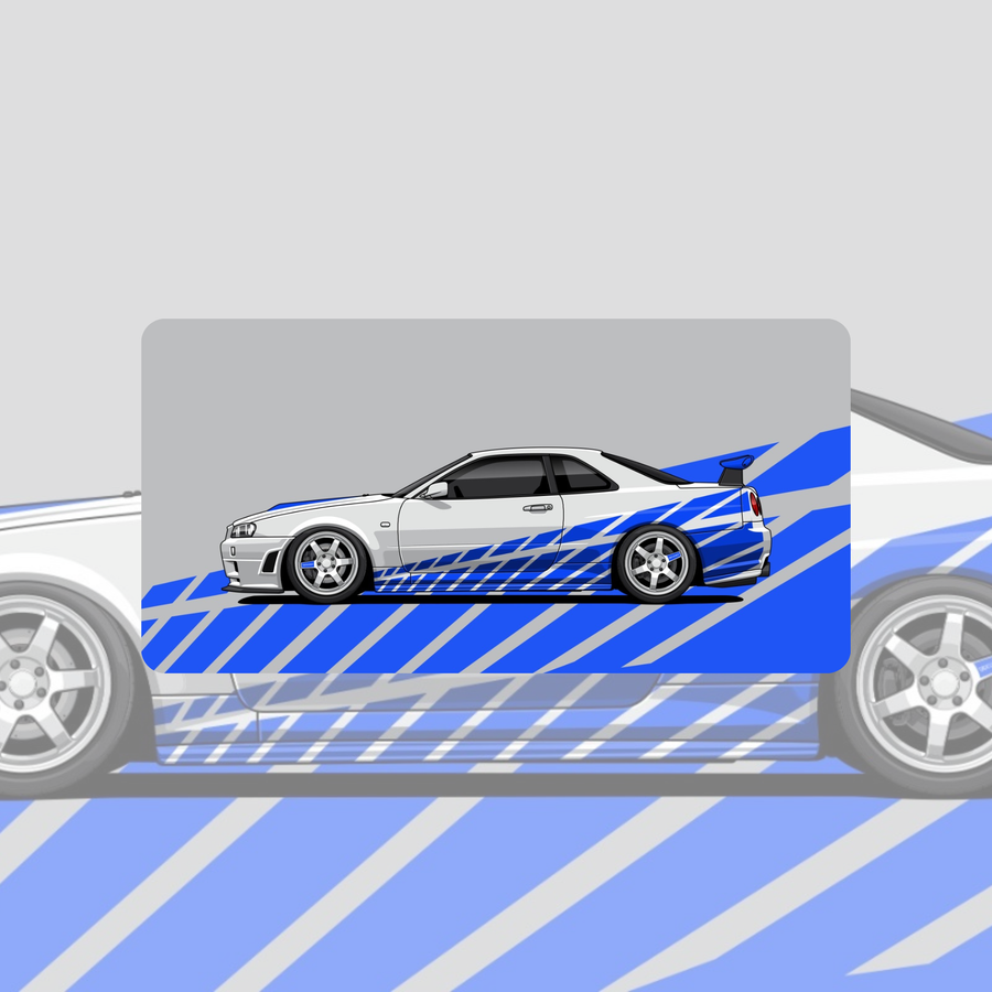 Brians Skyline R34 GTR Licence plate art