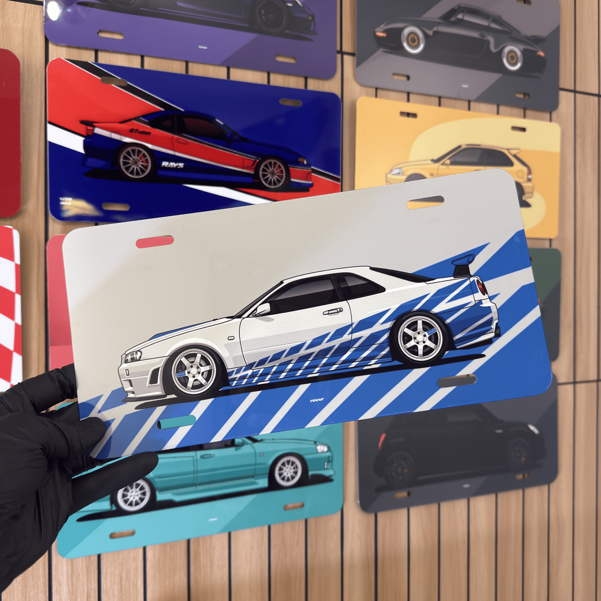 Brians Skyline R34 GTR Licence plate art